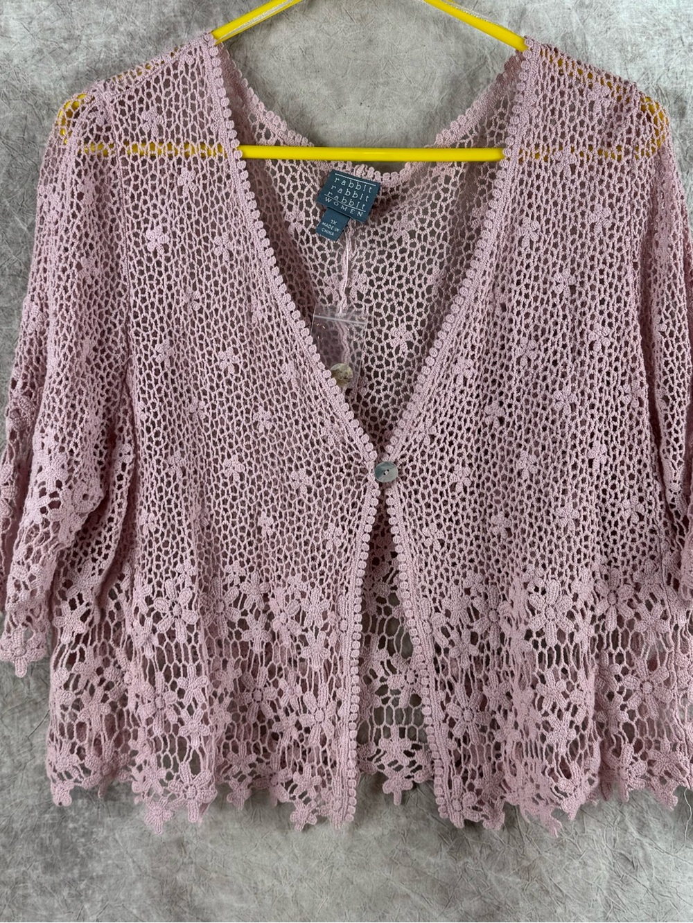 Rabbit Rabbit Rabbit Dusty Pink Crochet Open-Front Cardigan 1x